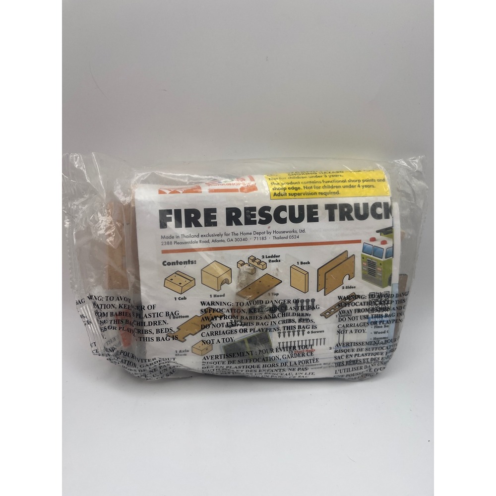 Home Depot Kids Workshop Fire Rescue Truck Wooden DIY Building Kit New Sealed